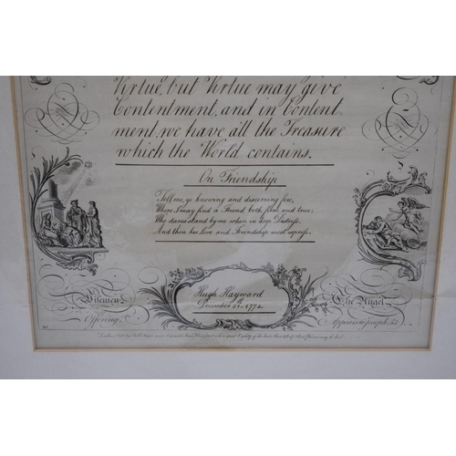 61 - SAYER (Robert, publisher): calligraphic presentation within engraved surround, the entry 'On the Vir... 