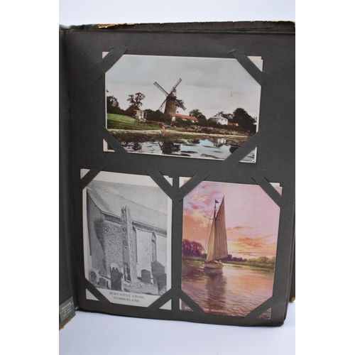 62 - POSTCARD ALBUM: inter-war period album containing approx 213 postcards, largely British topogra... 