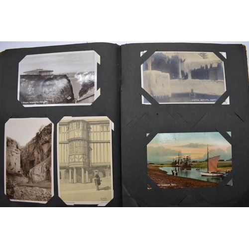 62 - POSTCARD ALBUM: inter-war period album containing approx 213 postcards, largely British topogra... 