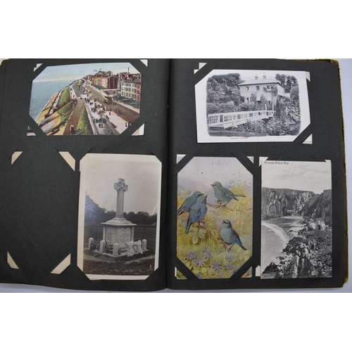 62 - POSTCARD ALBUM: inter-war period album containing approx 213 postcards, largely British topogra... 