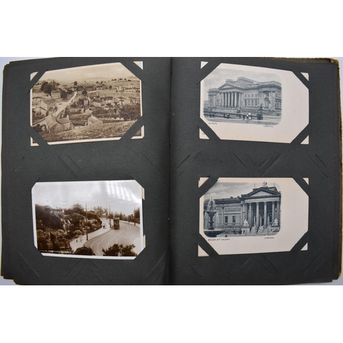 62 - POSTCARD ALBUM: inter-war period album containing approx 213 postcards, largely British topogra... 