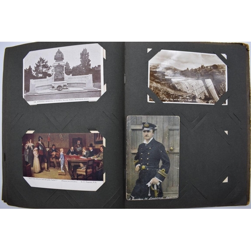 62 - POSTCARD ALBUM: inter-war period album containing approx 213 postcards, largely British topogra... 