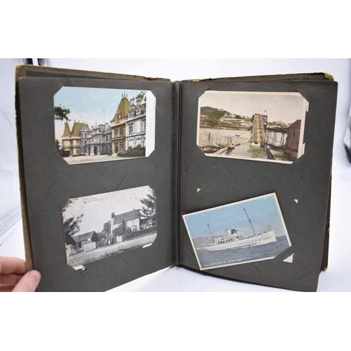 62 - POSTCARD ALBUM: inter-war period album containing approx 213 postcards, largely British topogra... 