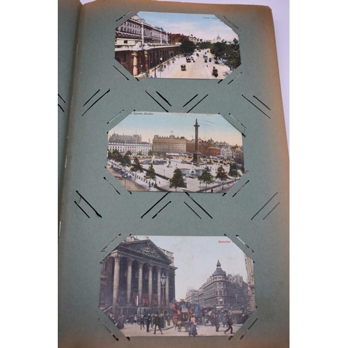 63 - POSTCARD ALBUM: LONDON: large earlier 20thc album containing approx 150 postcards, largely earl... 