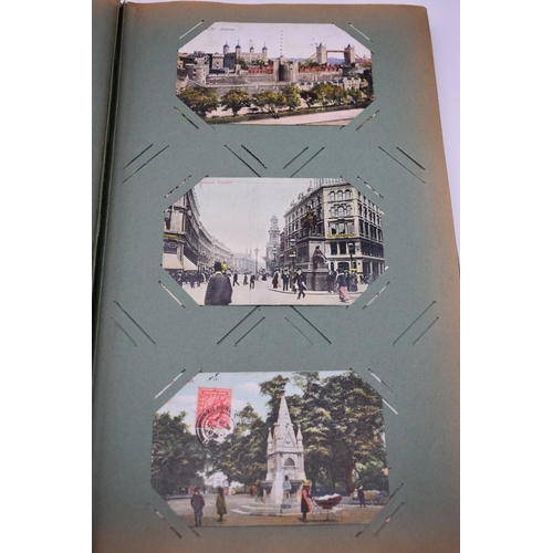 63 - POSTCARD ALBUM: LONDON: large earlier 20thc album containing approx 150 postcards, largely earl... 