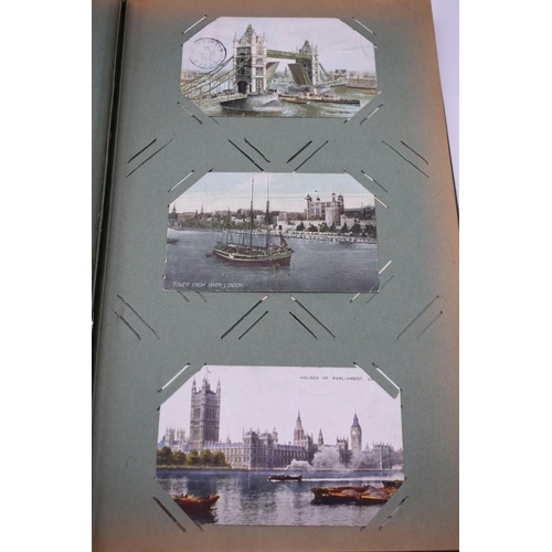 63 - POSTCARD ALBUM: LONDON: large earlier 20thc album containing approx 150 postcards, largely earl... 