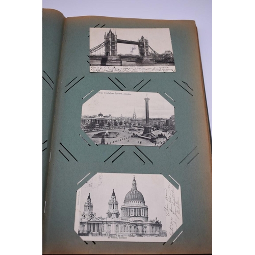 63 - POSTCARD ALBUM: LONDON: large earlier 20thc album containing approx 150 postcards, largely earl... 