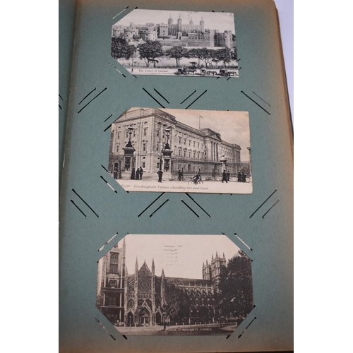 63 - POSTCARD ALBUM: LONDON: large earlier 20thc album containing approx 150 postcards, largely earl... 