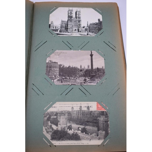 63 - POSTCARD ALBUM: LONDON: large earlier 20thc album containing approx 150 postcards, largely earl... 