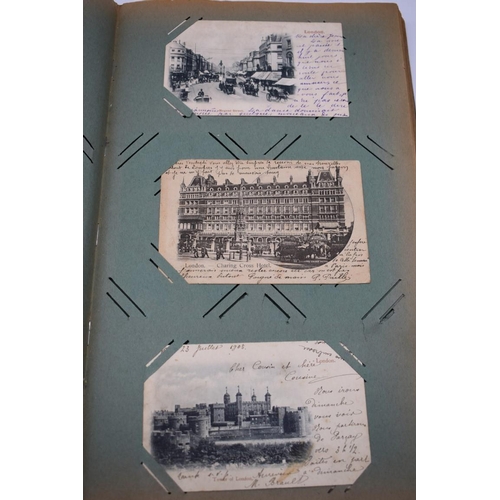 63 - POSTCARD ALBUM: LONDON: large earlier 20thc album containing approx 150 postcards, largely earl... 