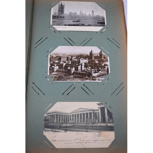 63 - POSTCARD ALBUM: LONDON: large earlier 20thc album containing approx 150 postcards, largely earl... 