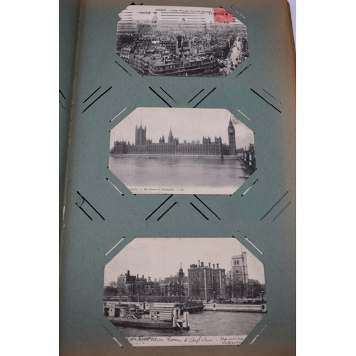 63 - POSTCARD ALBUM: LONDON: large earlier 20thc album containing approx 150 postcards, largely earl... 