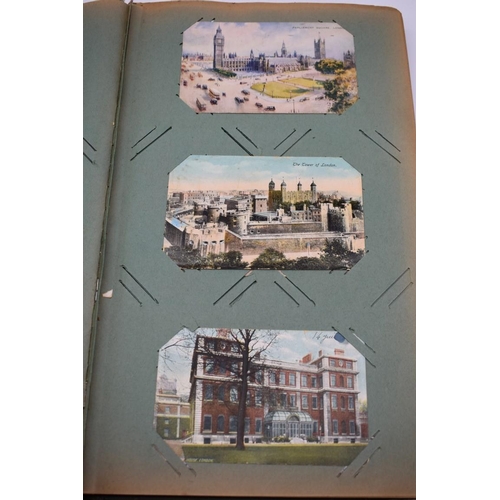 63 - POSTCARD ALBUM: LONDON: large earlier 20thc album containing approx 150 postcards, largely earl... 