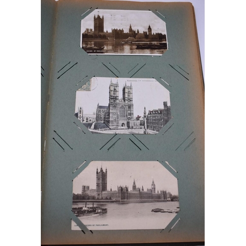 63 - POSTCARD ALBUM: LONDON: large earlier 20thc album containing approx 150 postcards, largely earl... 