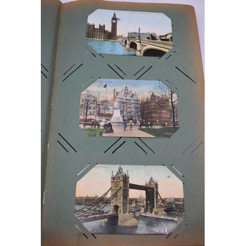 63 - POSTCARD ALBUM: LONDON: large earlier 20thc album containing approx 150 postcards, largely earl... 