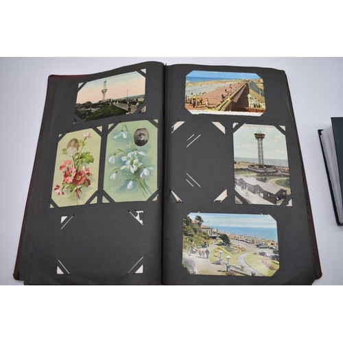 64 - POSTCARD ALBUM: contains approx 296 mixed postcards, topographical and greetings, generally in ... 