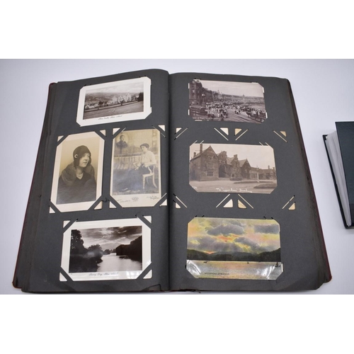 64 - POSTCARD ALBUM: contains approx 296 mixed postcards, topographical and greetings, generally in ... 