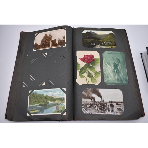 64 - POSTCARD ALBUM: contains approx 296 mixed postcards, topographical and greetings, generally in ... 