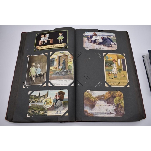 64 - POSTCARD ALBUM: contains approx 296 mixed postcards, topographical and greetings, generally in ... 