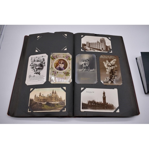 64 - POSTCARD ALBUM: contains approx 296 mixed postcards, topographical and greetings, generally in ... 