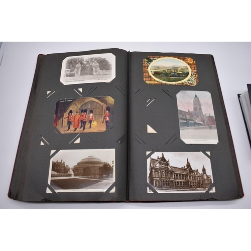 64 - POSTCARD ALBUM: contains approx 296 mixed postcards, topographical and greetings, generally in ... 