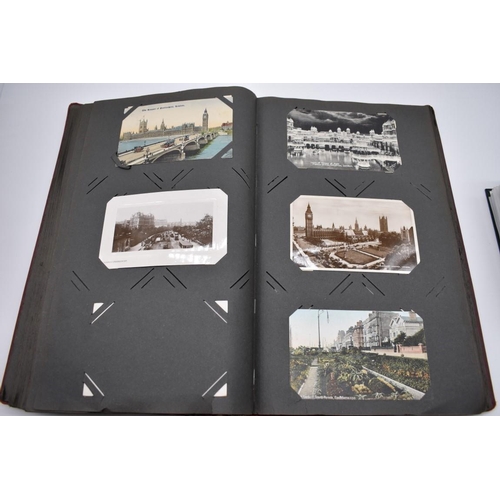 64 - POSTCARD ALBUM: contains approx 296 mixed postcards, topographical and greetings, generally in ... 