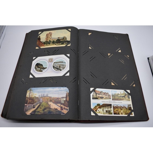 64 - POSTCARD ALBUM: contains approx 296 mixed postcards, topographical and greetings, generally in ... 