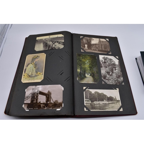 64 - POSTCARD ALBUM: contains approx 296 mixed postcards, topographical and greetings, generally in ... 