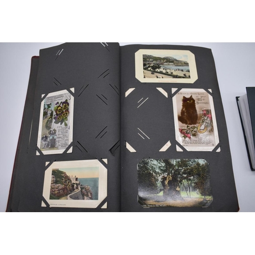 64 - POSTCARD ALBUM: contains approx 296 mixed postcards, topographical and greetings, generally in ... 