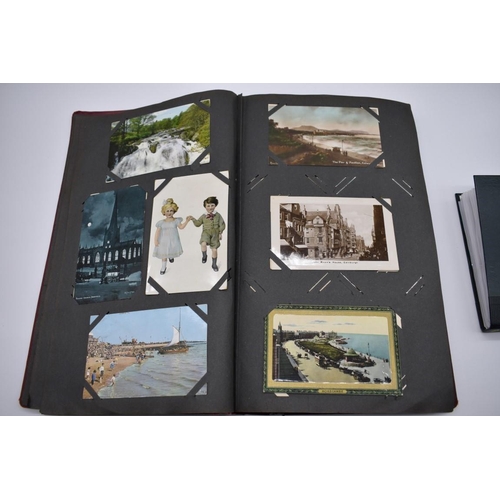 64 - POSTCARD ALBUM: contains approx 296 mixed postcards, topographical and greetings, generally in ... 