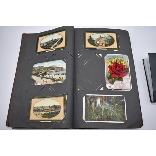 64 - POSTCARD ALBUM: contains approx 296 mixed postcards, topographical and greetings, generally in ... 