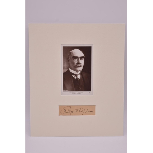 70 - KIPLING (Rudyard): cut signature of Rudyard Kipling, window mounted below contemporary postcard... 