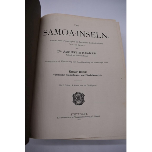 93 - SAMOA: KRAMER (Augustin, Dr): 'Die Samoa-Inseln...' Stuttgart, 1903: 2 vols, folio, publishers ... 