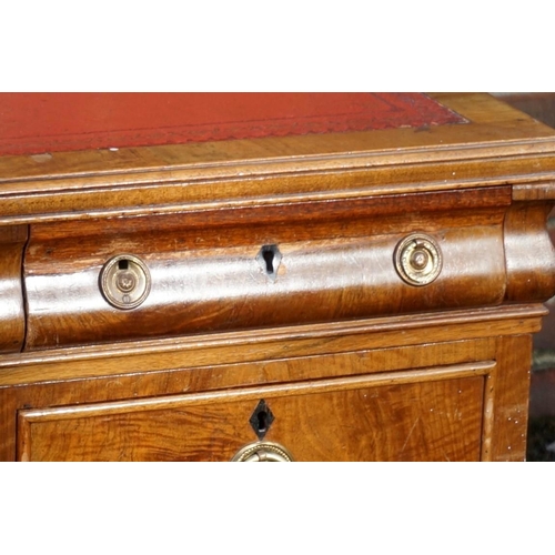 1050A - A large 1930s Continental walnut pedestal desk, 148cm wide x 92cm deep. Payment must be made in adva... 