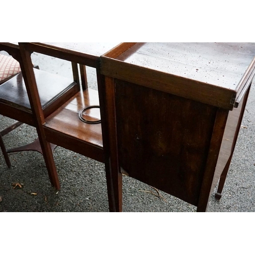 1058 - A Victorian mahogany pot cupboard; together with two shaving stands and an old chair.Payment must be... 