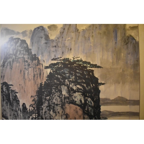 1097 - Chinese School, a landscape, signed, watercolour, 135 x 68cm; together with three further Chinese la... 