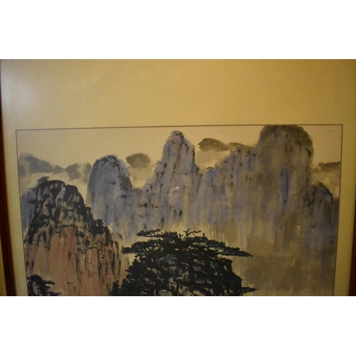 1097 - Chinese School, a landscape, signed, watercolour, 135 x 68cm; together with three further Chinese la... 