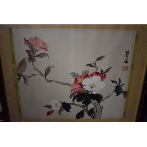 1098 - Chinese School, a collection of six various floral watercolours, largest 41 x 86cm. (6)... 