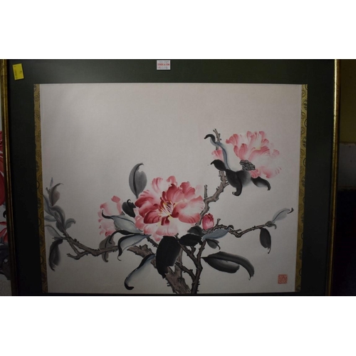 1098 - Chinese School, a collection of six various floral watercolours, largest 41 x 86cm. (6)... 