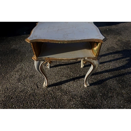 1110 - A small group of grey painted and parcel gilt furniture, comprising: a circular occasional table, 50... 