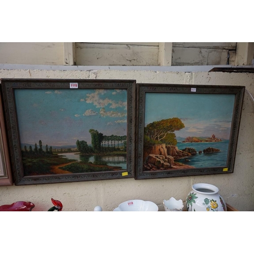 1115 - G Haguaip, coastal scene; river landscape, a pair, each signed, oil on board, 37 x 45cm. (2)... 