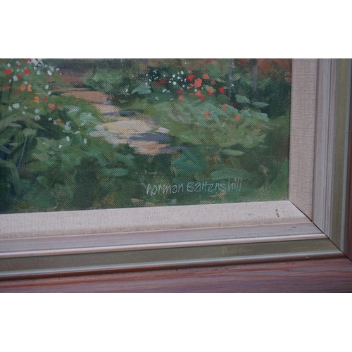 1116 - Norman Battershill, greenhouse interior, signed, oil on canvasboard, 29 x 39.5cm; together with Norm... 