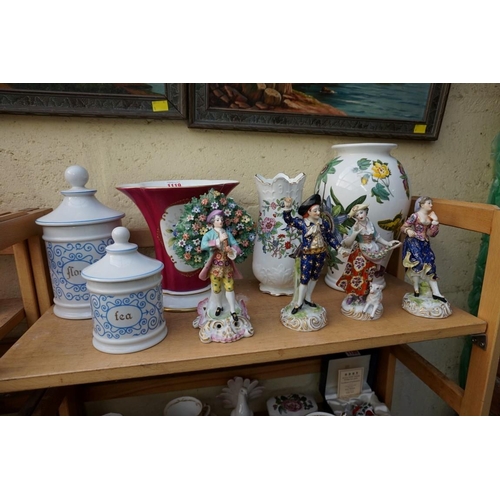 1119 - A mixed group of pottery and porcelain, to include: three Samson porcelain figures, 18.5cm high; and... 