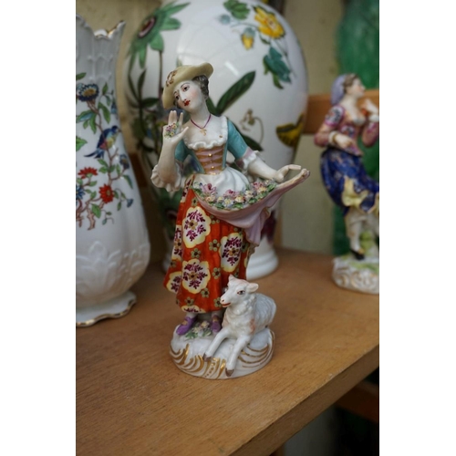 1119 - A mixed group of pottery and porcelain, to include: three Samson porcelain figures, 18.5cm high; and... 