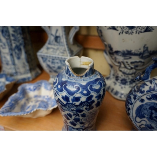 1126 - A mixed group of blue and white porcelain, to include: Dutch Delft. (18)