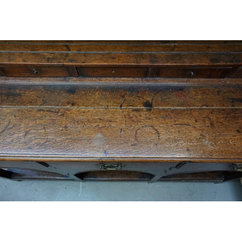 1136 - A late 18th/early 19th century oak potboard dresser and rack, 145cm wide. ... 