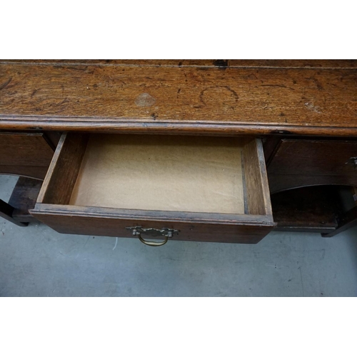 1136 - A late 18th/early 19th century oak potboard dresser and rack, 145cm wide. ... 