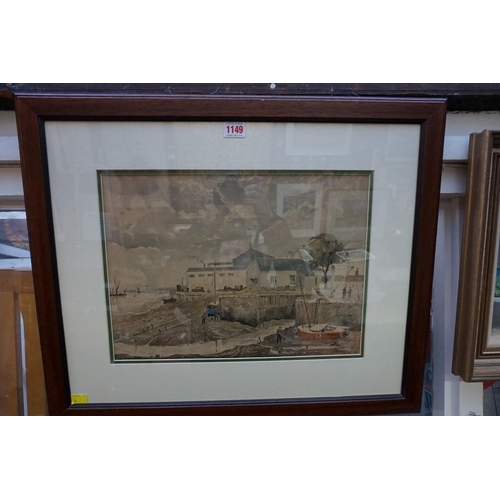 1149 - Ernest F Wills, 'Gravesend', signed, titled and dated 1963, exhibition labels verso, watercolour, 29... 