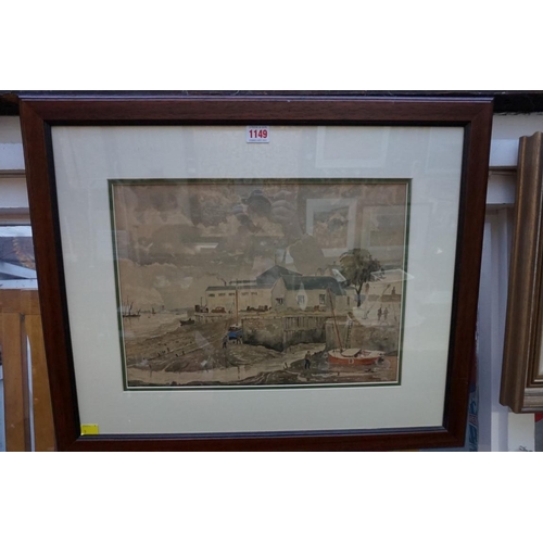 1149 - Ernest F Wills, 'Gravesend', signed, titled and dated 1963, exhibition labels verso, watercolour, 29... 