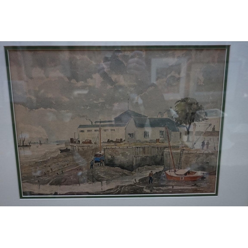 1149 - Ernest F Wills, 'Gravesend', signed, titled and dated 1963, exhibition labels verso, watercolour, 29... 